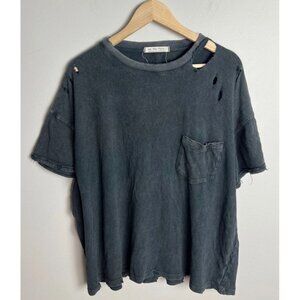 We The Free Black Rubi Tee Distressed Destroyed Size Medium Women’s